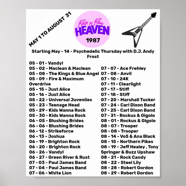 AFFICHE 1987 - ROCK'N'ROLL HEAVEN (PARTIE 2) (Devant)