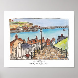 Affiche 199 marches, Whitby, Yorkshire du Nord