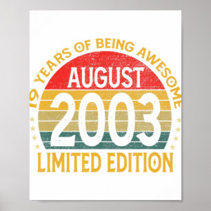 Affiche 19 Ans Awesome Depuis Août 2003 19e Anniversaire