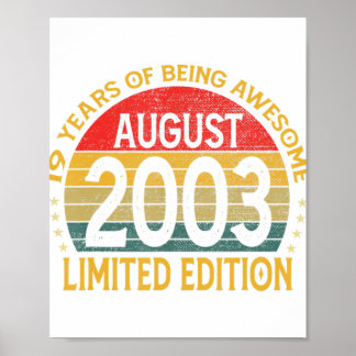 Affiche 19 Ans Awesome Depuis Août 2003 19e Anniversaire