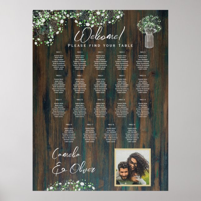 Affiche 19 Table Bois rustique Siège PHOTO Gypsophila (Devant)