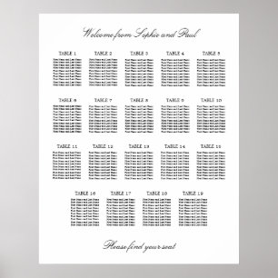 Affiche 19 Table Élégant Plan de Siège Minimaliste