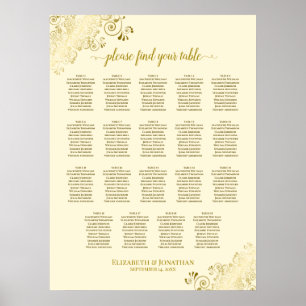 Affiche 19 Table Mariage de crème Frills Gold