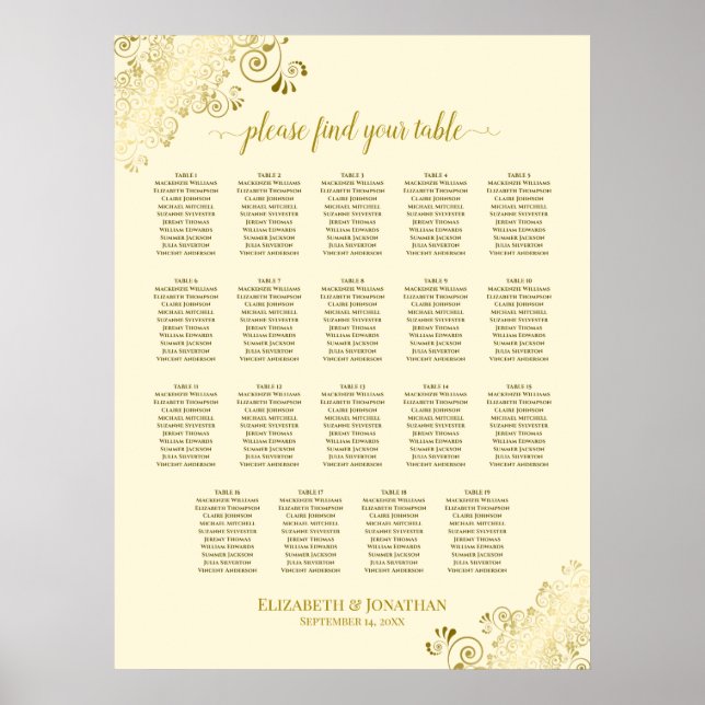 Affiche 19 Table Mariage de crème Frills Gold (Devant)