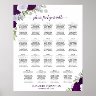 Affiche 19 Table Mariage Fleurs Violettes Chic Plan de Tab