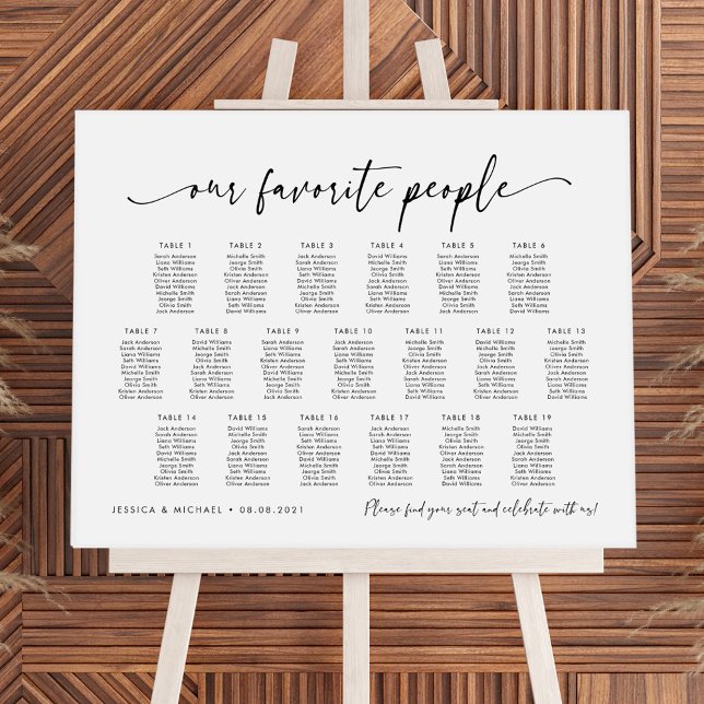 Affiche 19 Tables Notre plan de table de personnes préféré (Créateur téléchargé)