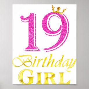 Affiche 19e anniversaire fille princesse chemise 19 ans 19