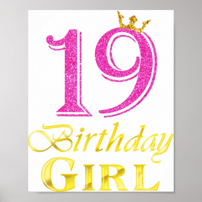 Affiche 19e anniversaire fille princesse chemise 19 ans 19 (Devant)
