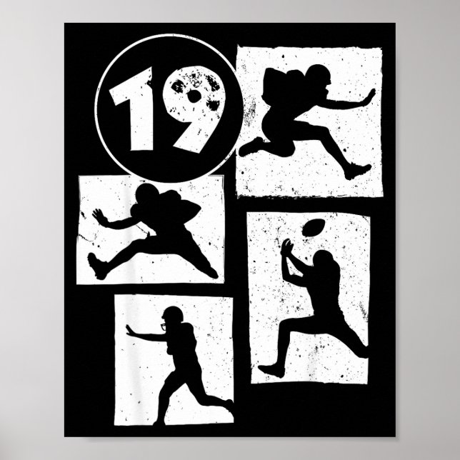 Affiche 19th Birthday Retro American Football 19 Years Old (Devant)