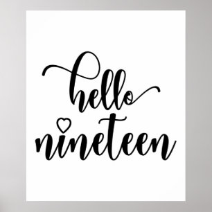 Affiche 19th Birthday Women Hello 19 Cute 19 Years Old