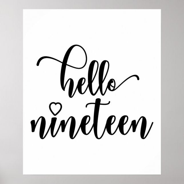 Affiche 19th Birthday Women Hello 19 Cute 19 Years Old (Devant)