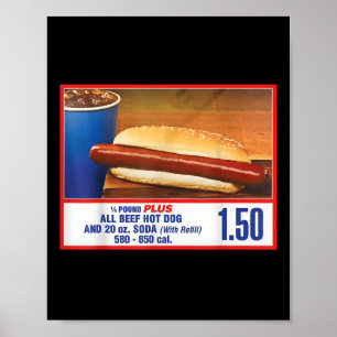 Affiche 1,50 $ Food Court Hot Dog Et Soda Combo