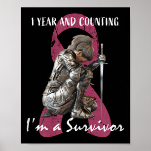 Affiche 1 an Cancer Sans Pink Breast Cancer Survivant Gif