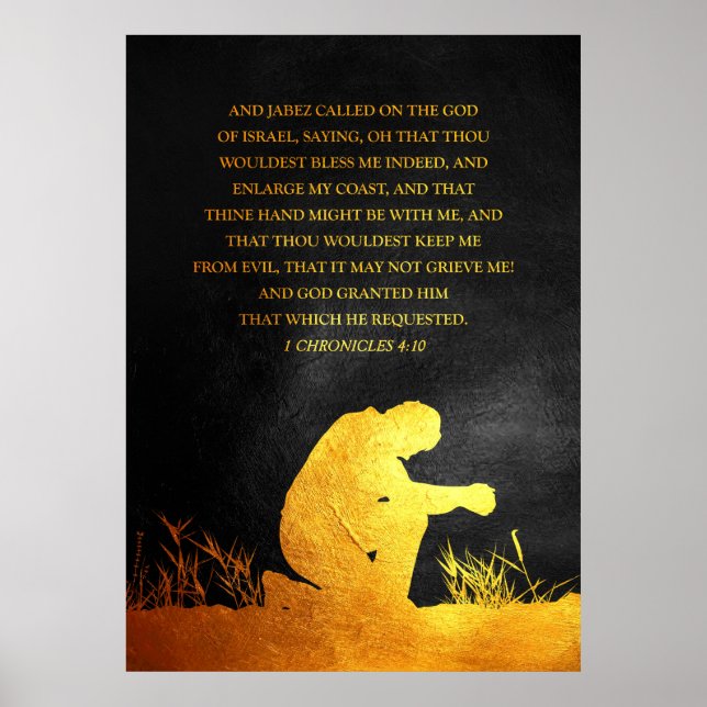 Affiche 1 Chroniques 4:10 Verse de la Bible (Devant)