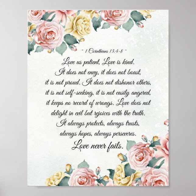 Affiche 1 Corinthians 13:4-8 Love is Patient, Love is Kind (Devant)