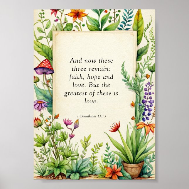 Affiche 1 Corinthiens 13:13 Bible chrétienne Verse (Devant)