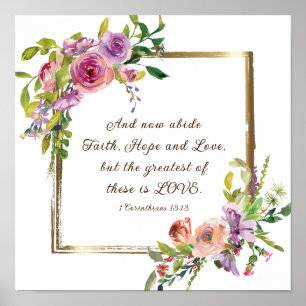 Affiche 1 Corinthiens 13:13 Foi Espoir Amour Bible Verse