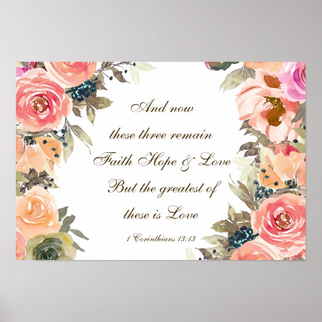 Affiche 1 Corinthiens 13:13 Foi Espoir Amour Bible Verse (Devant)