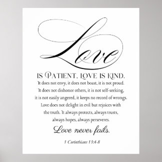 Affiche 1 Corinthiens 13:4-8 L'amour est le Mariage patien