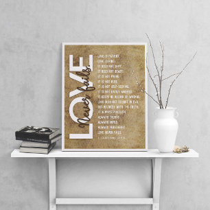 Affiche 1 Corinthiens 13:4-8 Verse de la Bible, Beige Vint