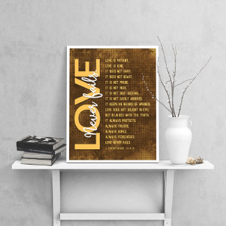 Affiche 1 Corinthiens 13:4-8 Verse de la Bible, Brown Vint