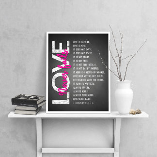 Affiche 1 Corinthiens 13:4-8 Verse de la Bible, Calque et