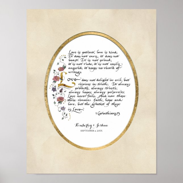 Affiche 1 Corinthiens 13, Chapitre d'amour Écriture chréti (Devant)