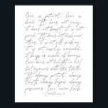 Affiche 1 Corinthiens 13 minces<br><div class="desc">L'amour est l'amour patient est gentil 1 Corinthiens 13 mince script</div>
