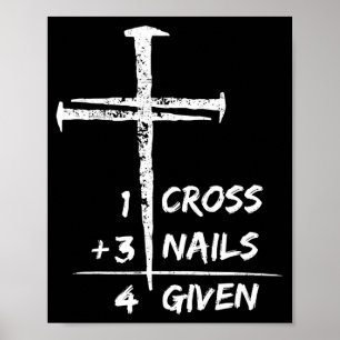 Affiche 1 croix 3 clous pardonné cadeau de pâques chrétien