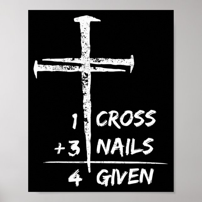 Affiche 1 croix 3 clous pardonné cadeau de pâques chrétien (Devant)