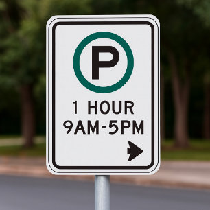 Affiche 1 Heure De Parking Pour Zones De Parking Contrôlée