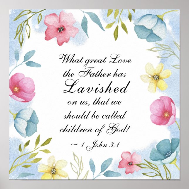 Affiche 1 Jean 3:1 Grand amour du Père qui nous a lavé (Devant)