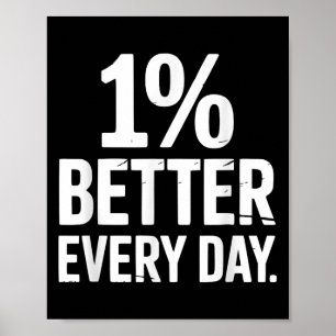 Affiche 1% Meilleur Chaque Jour D'Amélioration De Soi.