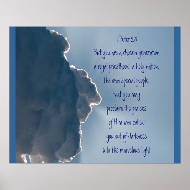 Affiche 1 Pierre 2:9 Écriture Vous êtes une génération cho (Devant)