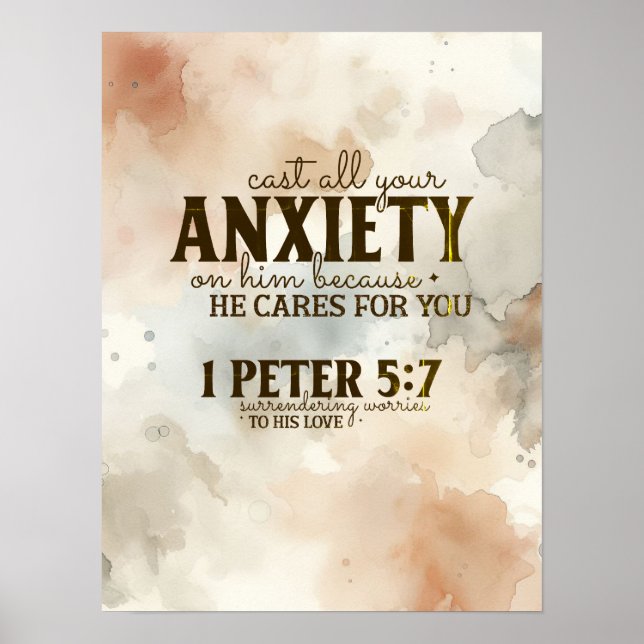Affiche 1 Pierre 5:7 Posez votre anxiété sur lui Bible Ver (Devant)