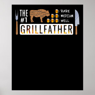 Affiche 1 Rare Moyen Bien Grillfather Amateurs de barbec