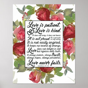 Affiche 1Corinthians 13:4-8 Love est Patient Love est enfa
