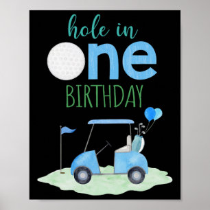 Affiche 1er Anniversaire de la fête Golfer Trou dans un An