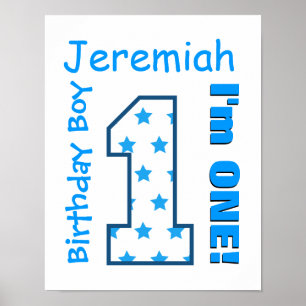 Affiche 1er Anniversaire Garçon Étoiles Un an Nom personna