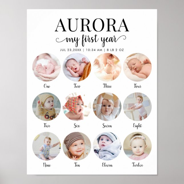 Affiche 1er Anniversaire Mon Premier Anniversaire Collage  (Devant)