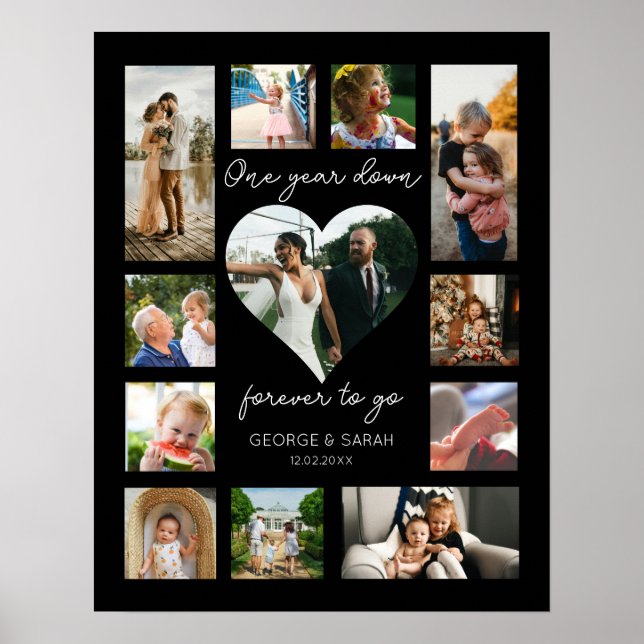 Affiche 1er anniversaire photo 1 an de moins pour toujours (Devant)