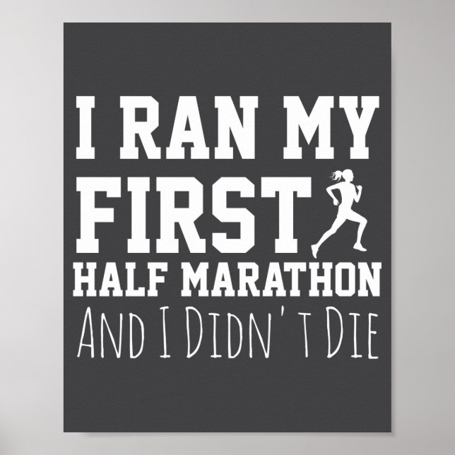 Affiche 1er coureur de semi-marathon drôle courant premier (Devant)