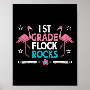 Affiche 1ère année Flock Rocks Flamant rose enseignant élè