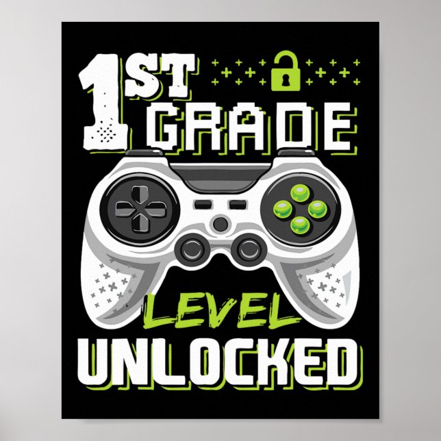 Affiche 1ère année Jeu vidéo déverrouillé Retour à l'école (Devant)