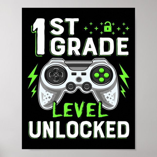 Affiche 1ère année Jeu vidéo déverrouillé Retour à l'école (Devant)