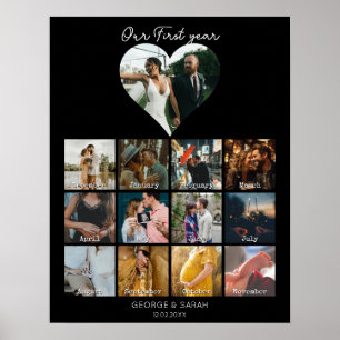 Affiche 1ère année photo anniversaire calendrier cadeau 12