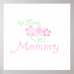 Affiche 1ère Fleurs roses Mommy Cadeaux