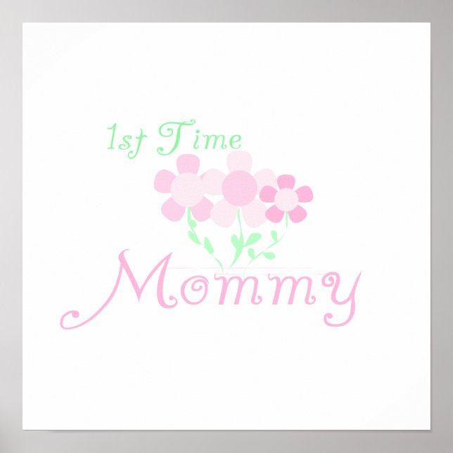 Affiche 1ère Fleurs roses Mommy Cadeaux (Devant)