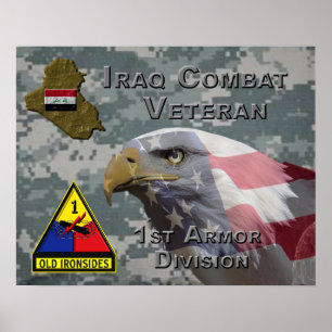 Affiche 1re Division blindée Irak Vétéran de combat
