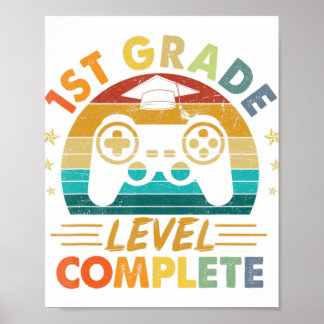 Affiche 1st Grade Graduation Level Completed Gamer Graduat